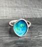 Enamel Ring,  enamel ring, blue enamel ring, pebble ring, cloud ring, nature - Image 3