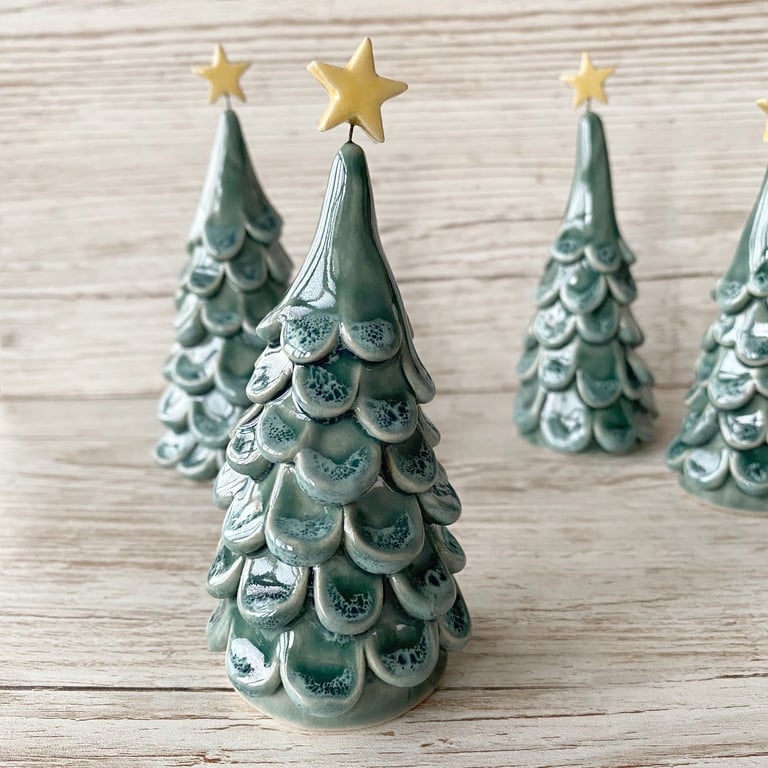 Handmade Ceramic Christmas Tree with Yellow Star