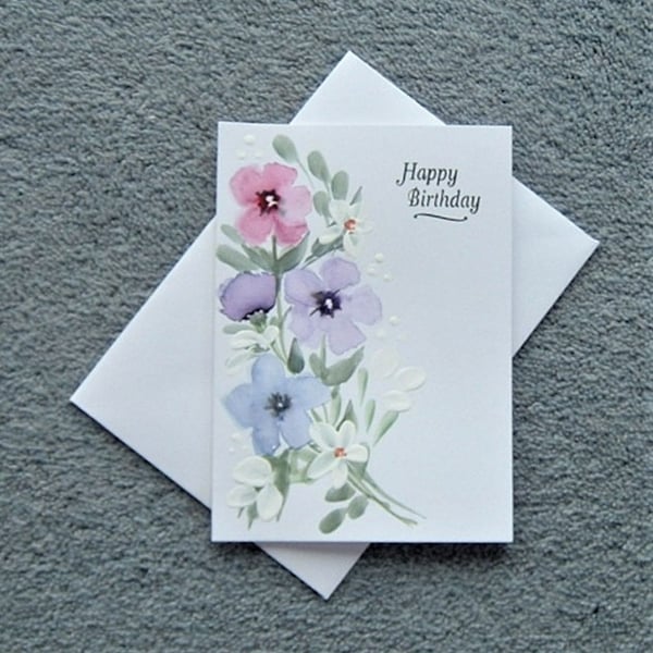 hand painted floral original art Birthday Card ... - Folksy