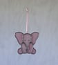 Stained Glass Pink Sitting Baby Elephant Suncatcher - Image 4
