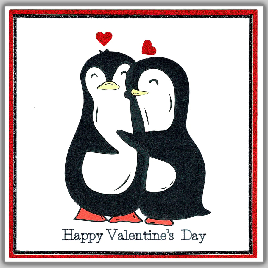 Valantines Day Card - Loving Penguins - FREE DELIVERY
