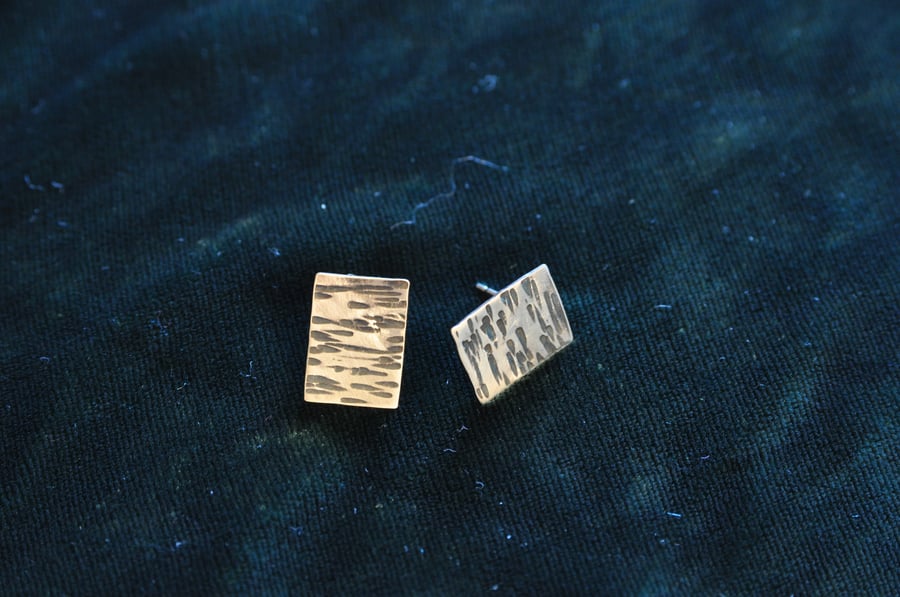 Textured Silver Stud Earrings