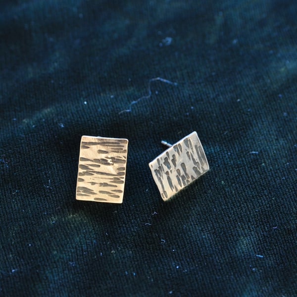 Textured Silver Stud Earrings