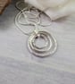 Circles Necklace. Recycled Sterling Silver Circles Spinner Fidget Pendant