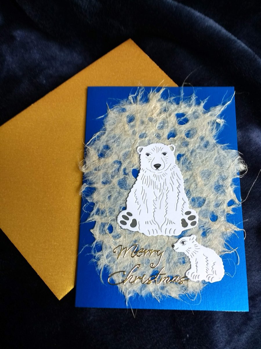 Polar bear Mum and cub Christmas card
