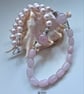 Designer Statement Natural Untreated Rose Quartz & Shell Pearl Necklace. - Image 3