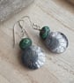 Silver spiral earrings, African turquoise, Disc earrings - Image 6