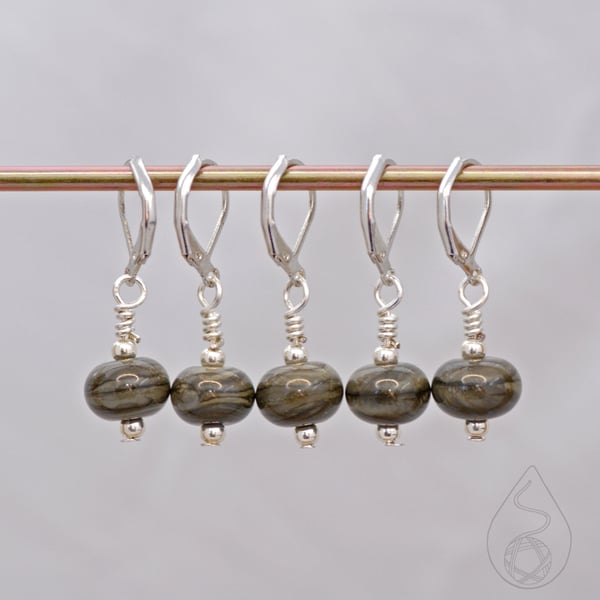 Lampwork Stitch Markers - Dark Strata