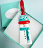 Fused Glass Snowman-Teal