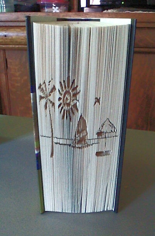 Beach Scene CUT & FOLD Book Folding Pattern - EMAILED PDF PATTERN