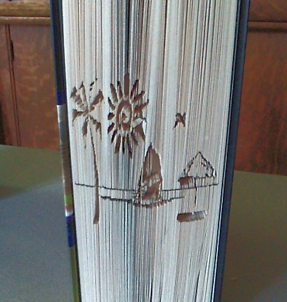 Beach Scene CUT & FOLD Book Folding Pattern - EMAILED PDF PATTERN