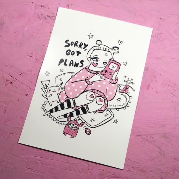 Sorry i got plans- 90s girl Small Poster Print