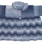 Hand Knitted Baby Cardigan, Grey White Ombre, 0-3 Months - Image 9