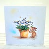 Bluebell and Bunny Blank Card - birthday, easter, thanks, handcrafted