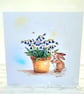 Bluebell and Bunny Blank Card - birthday, easter, thanks, handcrafted