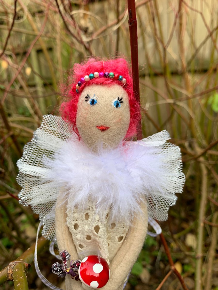 Christmas Tree Fairy red hair tree topper angel decoration 