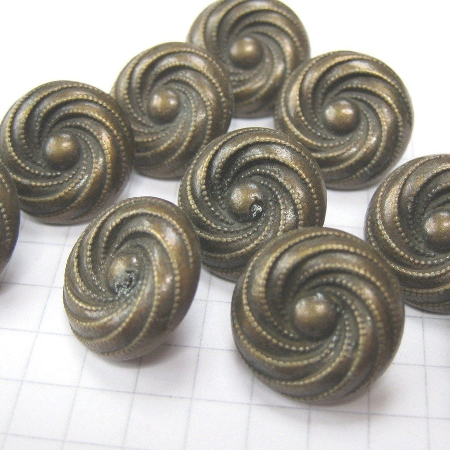 10 Medium Copper Swirl Buttons