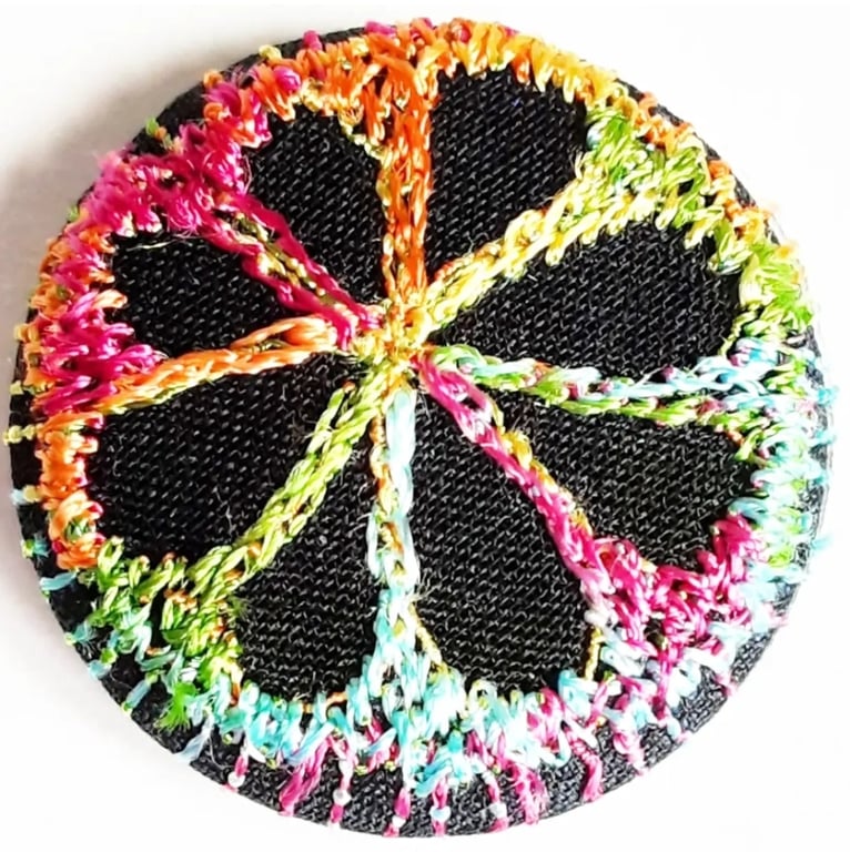 Buttons 1 inch button Hand Dyed Silks and Cottons Free Machine Embroidery Button