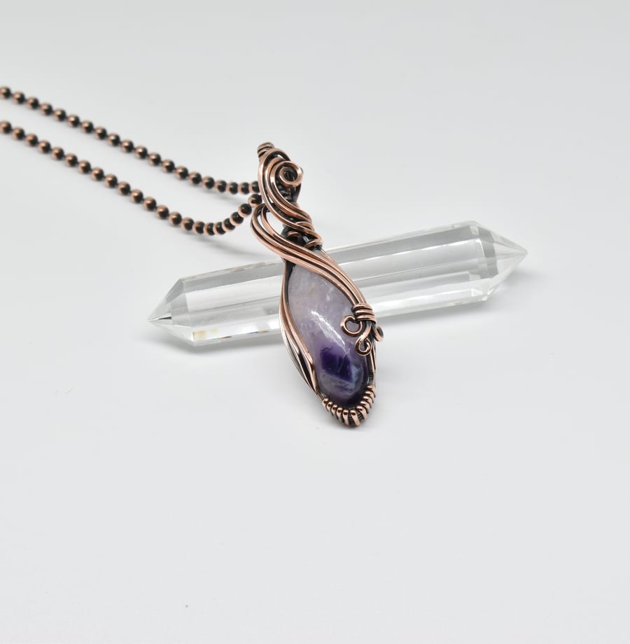Copper Wire Wrapped Tiffany Stone One of a Kind Pendant