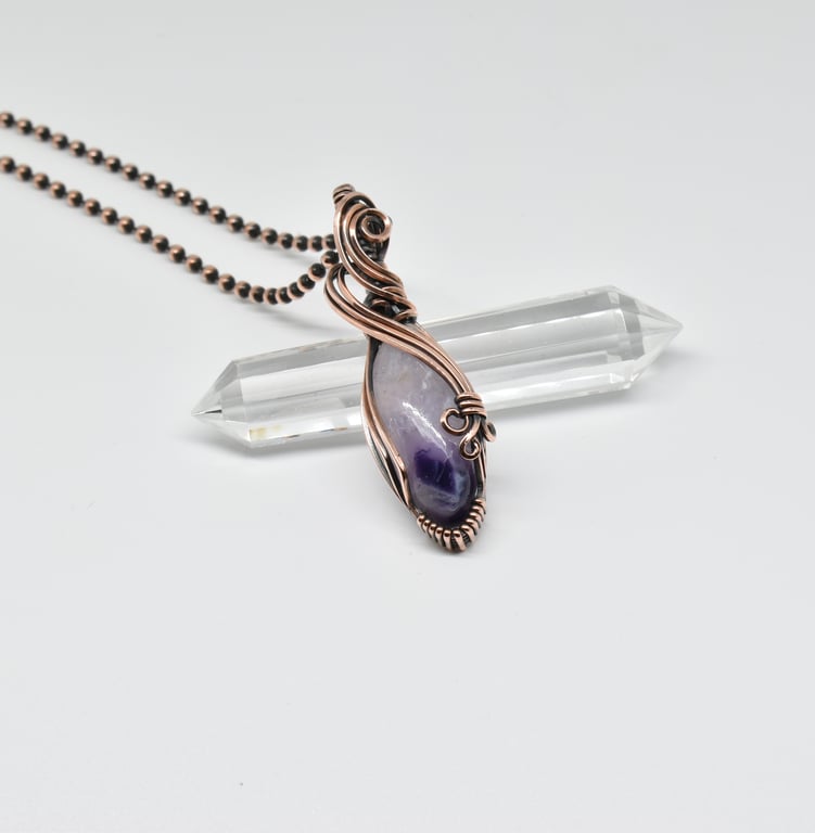 Copper Wire Wrapped Tiffany Stone One of a Kind Pendant