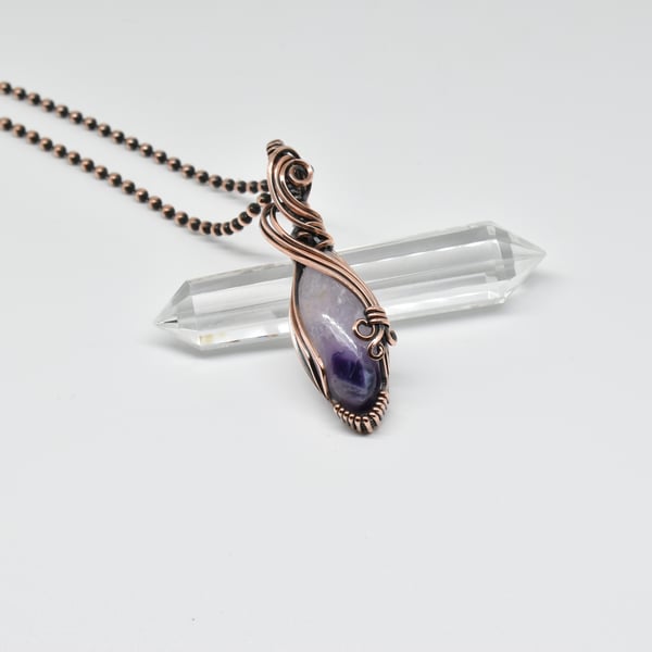 Copper Wire Wrapped Tiffany Stone One of a Kind Pendant