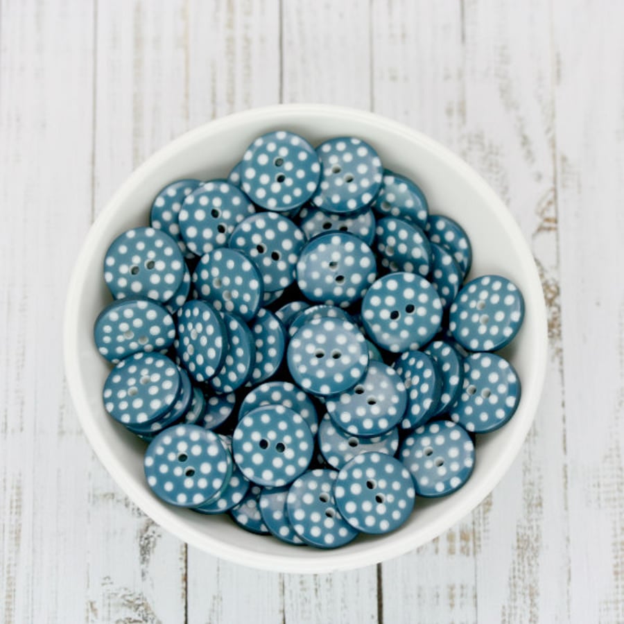 Teal Polka Dot Buttons 10mm