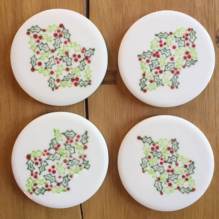SALE Ceramic Christmas Coasters