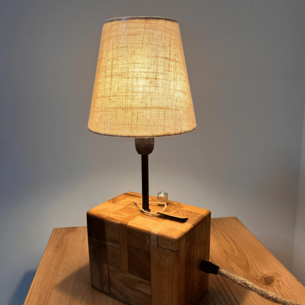Reclaimed oak desk lamp