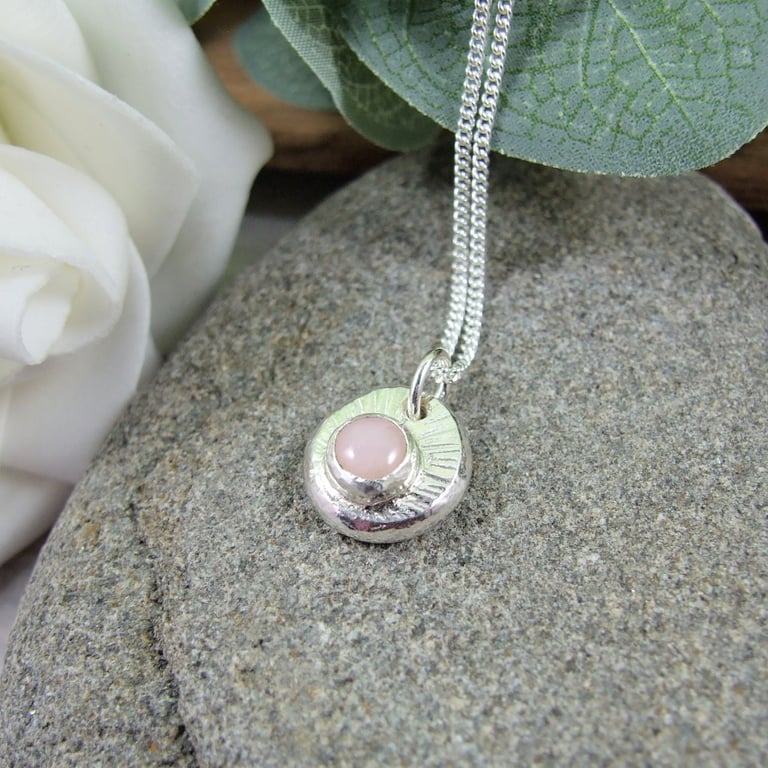 Rose Quartz Necklace. Sterling and Recyced Silver 