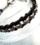Leather Spacer  black burgundy silver Bracelet Handmade - Image 8