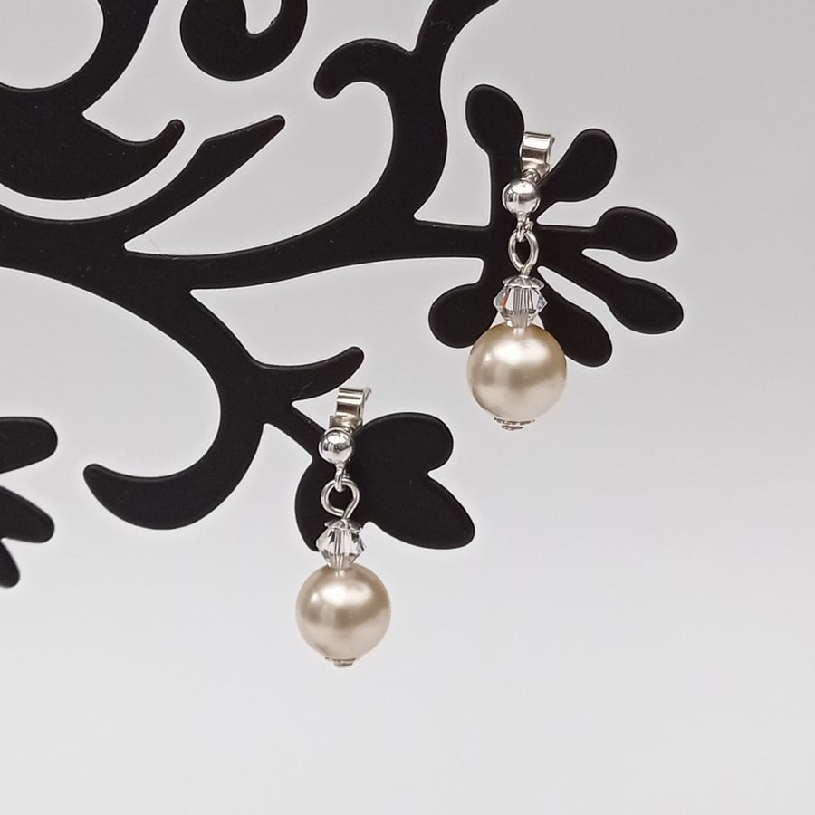 Pearl & crystal earrings, bridesmaid gift, drop earrings