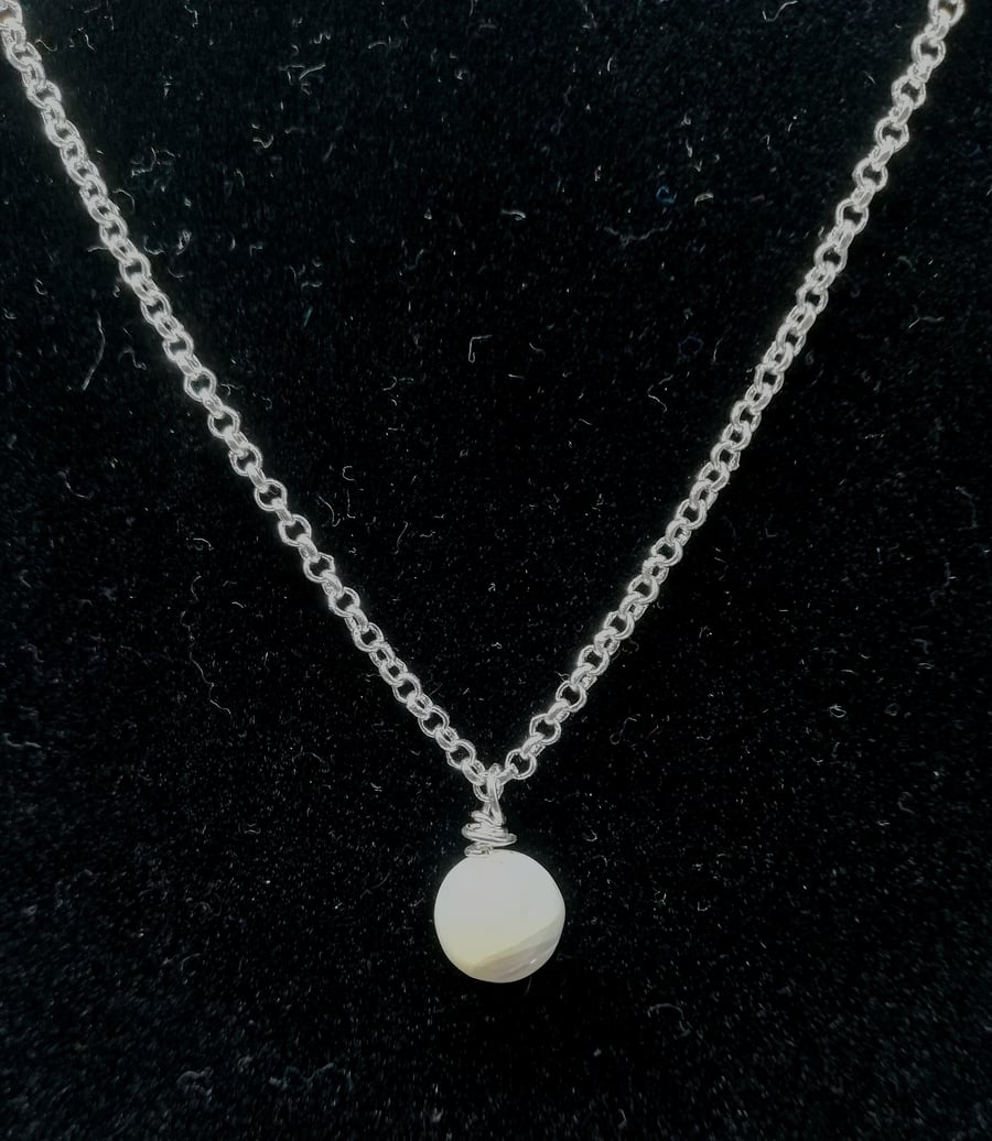Handcrafted Wire Wrapped Mother of Pearl,Minimalist,Single Bead pendant,Autumn