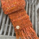 Pumpkin Spice orange hand woven art yarn scarf