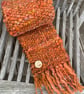 Pumpkin Spice orange hand woven art yarn scarf - Image 1