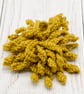 SOLD - Hand knitted chrysanthemum brooch pin - ochre yellow