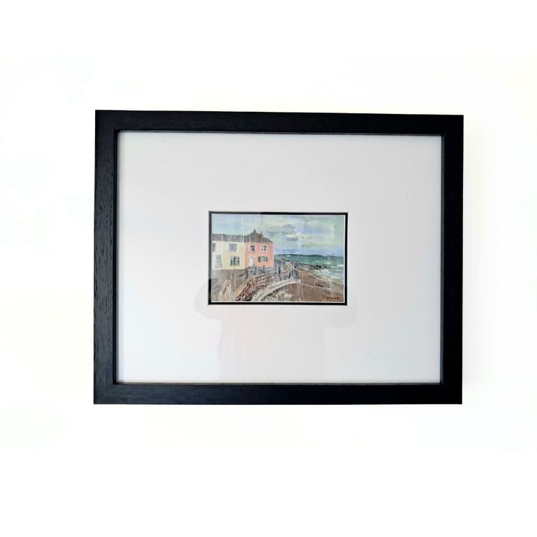 Framed Original Painting Kingsand Cornwall Acrylic and Watercolour on Yupo paper