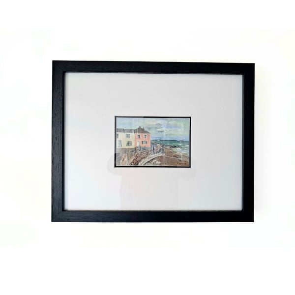 Framed Original Painting Kingsand Cornwall Acrylic and Watercolour on Yupo paper