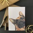 German Shepherd Card. Birthday, Personalised or blank Alsatian art card.