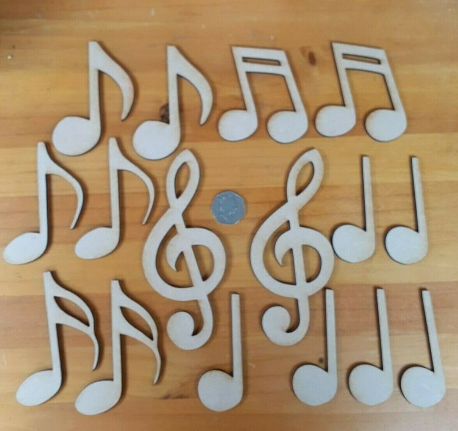 16x Large Music Notes Wooden Craft Shapes MDF Wood DIY Decoration Notes Plaque