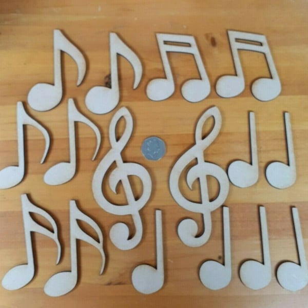 16x Large Music Notes Wooden Craft Shapes MDF Wood DIY Decoration Notes Plaque
