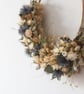 Blue thistle, Eucalyptus and white strawflower festive winter wreath - Image 5