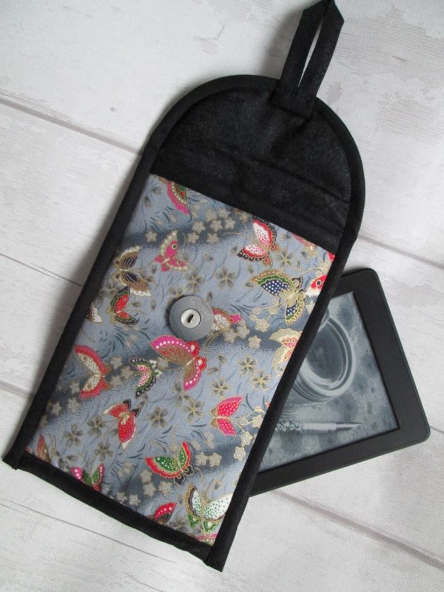 Oriental Butterflies on Grey Kindle or 7" Tablet Case, E Reader Case