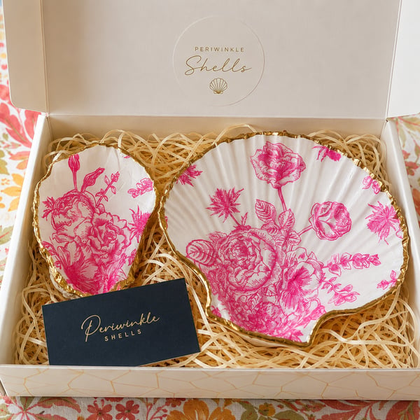 Pretty Pink Floral Trinket Dishes 