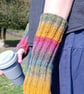 Muted Rainbow Hand-knitted Wrist Warmers