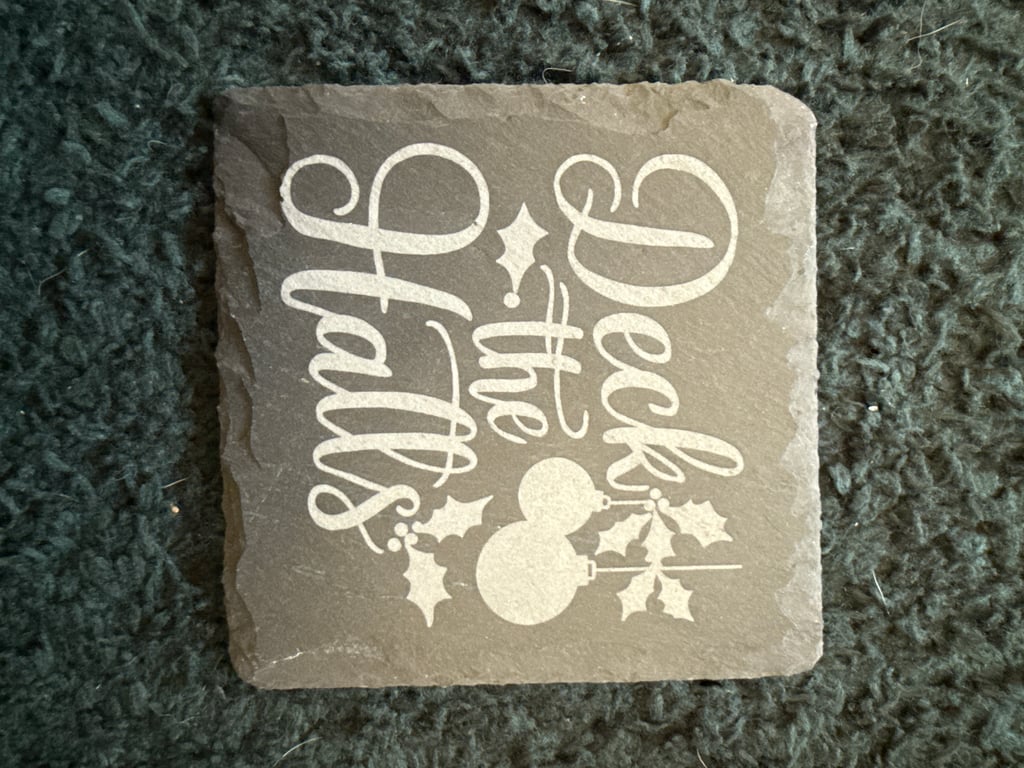 Beautifully engraved Christmas slate coasters 