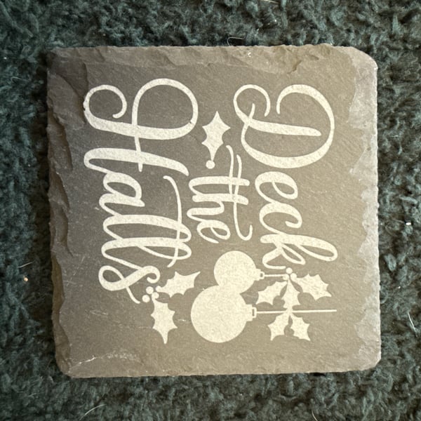 Beautifully engraved Christmas slate coasters 
