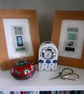 Pretty Patterned Green Turquoise Blue Handstitched Geometric Small Artworks - Image 6