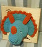Crocheted triceratops trophy head - faux taxidermy - Image 2
