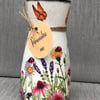 Summer Wildflowers - Butterflies - Decoupage Vase - Mothers Day , Gift Birthday