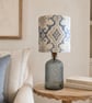 Daria Blue Ikat Style Lampshade & Recycled Glass Table Lamp - Image 5